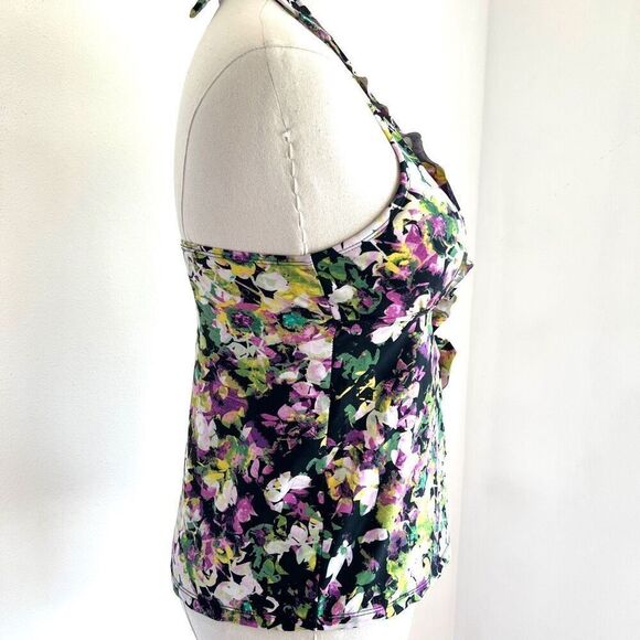 Love Your Assets by Spanx Halter Ruffled Tankini Top Size Medium Floral Print - Picture 11 of 14